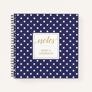 White Polka Punkte auf dem Navy-Background Persona Notizblock