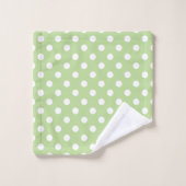 White Polka Punkte auf Mint Green Badhandtuch Set (Waschlappen)