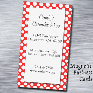 White Polka Punkte auf Red Custom Business Card Magnetische Visitenkarte