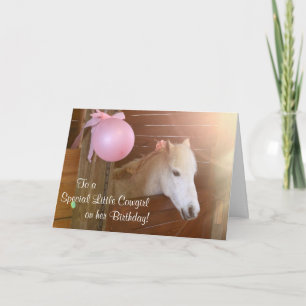 White Pony Cowgirl Birthday Card Karte