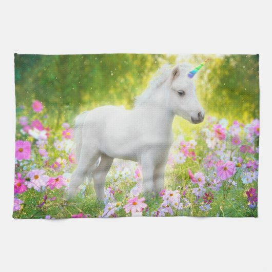 White Pony Unicorn Geschirrtuch (Horizontal)