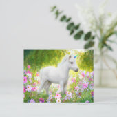 White Pony Unicorn Postkarte (Stehend Vorderseite)