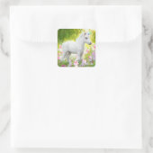 White Pony Unicorn Quadratischer Aufkleber (Tasche)