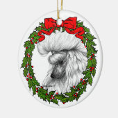 White Poodle Art von Glenda S. Harlan Keramik Ornament (Links)