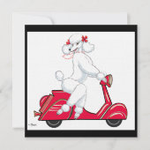 White Poodle auf Scooter Einladung (Vorderseite)