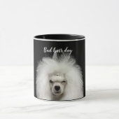 White Poodle Bad Hair Day Tasse (Zentrum)