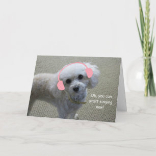 White Poodle Birthday Card by Focus for a Karte