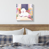 White Poodle | Blume für Hunde Wasserfarben Leinwanddruck (Insitu (Schlafzimmer))