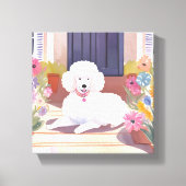 White Poodle | Blume für Hunde Wasserfarben Leinwanddruck (Vorderseite)