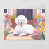 White Poodle | Blume für Hunde Wasserfarben Postkarte (Vorderseite)