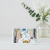White Poodle Cupcake Party Business Cards Visitenkarte (Stehend Vorderseite)