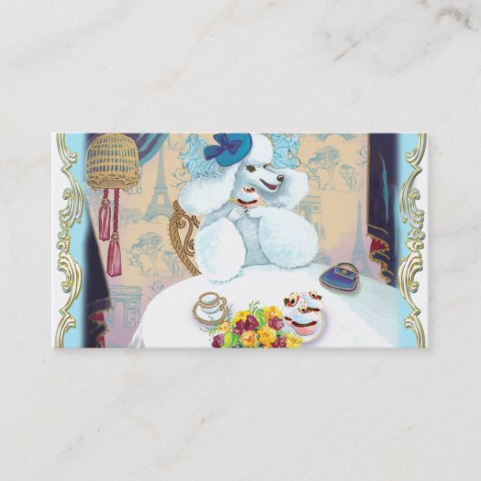 White Poodle Cupcake Party Business Cards Visitenkarte (Vorderseite)