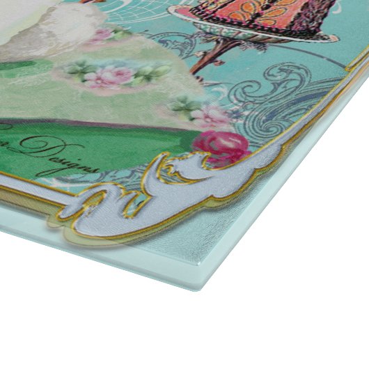 White Poodle Cupcake Tee Party Schneidebrett (Ecke)