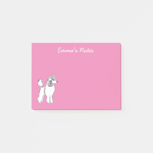 White Poodle Custom Post-it® Notes 4" x 3" Post-it Klebezettel (Vorderseite)