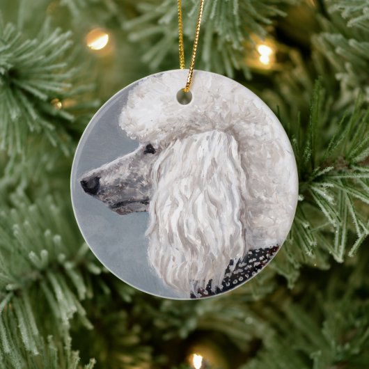 White Poodle Dog Art Ornament (Baum)