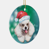 White Poodle Dog Rote Weihnachtsmannmütze Weihnach Keramik Ornament (Rechts)