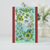 White Poodle Fangen einer Frisbee Note Card Dankeskarte (Stehend Vorderseite)