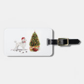 White Poodle Funny Christmas Dog mit Baum Gepäckanhänger (Vorderseite horizontal)
