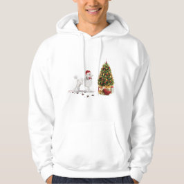 White Poodle Funny Christmas Dog mit Baum Hoodie