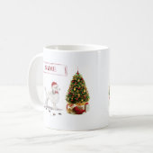 White Poodle Funny Christmas Dog mit Baum Kaffeetasse (Vorderseite Links)