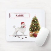 White Poodle Funny Christmas Dog mit Baum Mousepad (Mit Mouse)