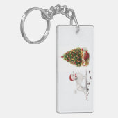 White Poodle Funny Christmas Dog mit Baum Schlüsselanhänger (Vorderseite links)