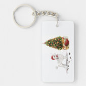 White Poodle Funny Christmas Dog mit Baum Schlüsselanhänger (Vorderseite)