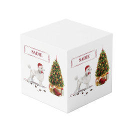 White Poodle Funny Christmas Dog mit Baum Würfel