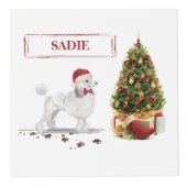 White Poodle Funny Christmas Dog mit Baum Würfel (Vorderseite)