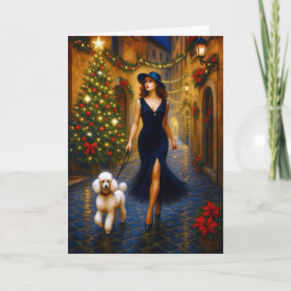 White Poodle Holiday Card Feiertagskarte