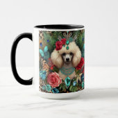 White Poodle Hund Blumenkunst Tasse (Links)