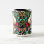 White Poodle Hund Blumenkunst Tasse (Zentrum)