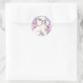 White Poodle im Lilacs Kunst und Geschenke Runder Aufkleber (Tasche)