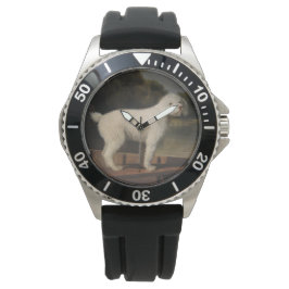 White Poodle in a Punt (von George Stubbs) Armbanduhr