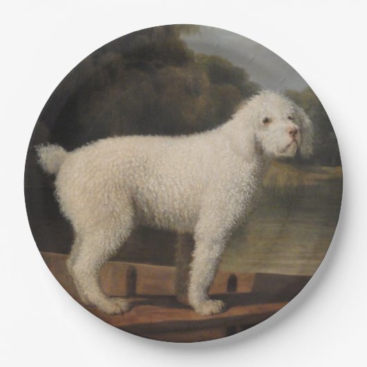White Poodle in a Punt (von George Stubbs) Pappteller (Vorderseite)