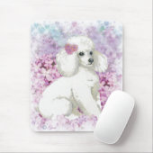 White Poodle in Lilacs Kunst und Geschenke Mousepad (Mit Mouse)