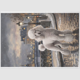 White Poodle in Paris Malerei Decoupage Seidenpapier