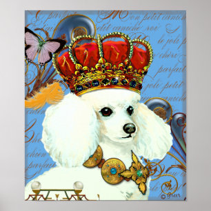 White Poodle King Poster Print