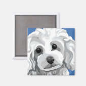 White Poodle Magnet (Vorderseite/Rückseite)