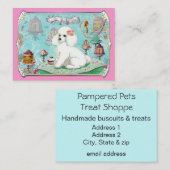 White Poodle Party Leckereien und Cupcake Visitenkarte (Vorne/Hinten)