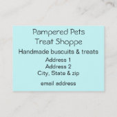 White Poodle Party Leckereien und Cupcake Visitenkarte (Rückseite)