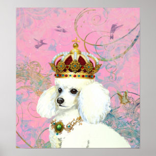 White Poodle Prinzessin Hummingbird Poster Print