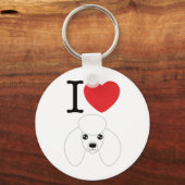 White Poodle Schlüsselanhänger (Vorderseite)