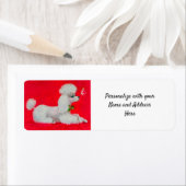 White Poodle über Weihnachten auf dem roten Teppic (Insitu)