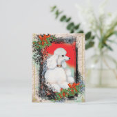 White Poodle Vintager Stil Weihnachtseinladung Einladung (Stehend Vorderseite)