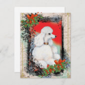 White Poodle Vintager Stil Weihnachtseinladung Einladung (Vorne/Hinten)