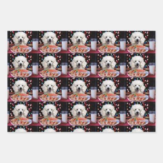 White Poodle Weihnachten Geschenkpapier Set (Vorderseite 3)