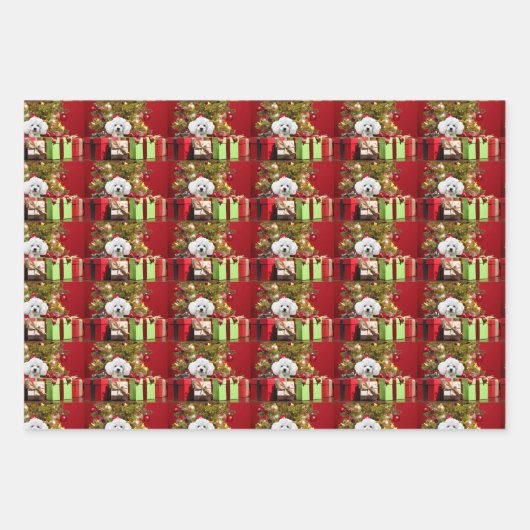 White Poodle Weihnachten Geschenkpapier Set (Vorderseite 2)