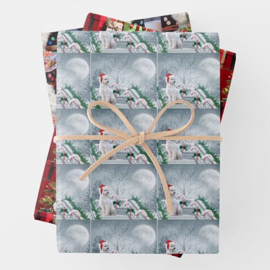 White Poodle Weihnachten Geschenkpapier Set (Beispiel)