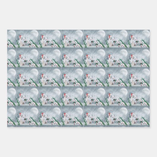 White Poodle Weihnachten Geschenkpapier Set (Vorderseite)